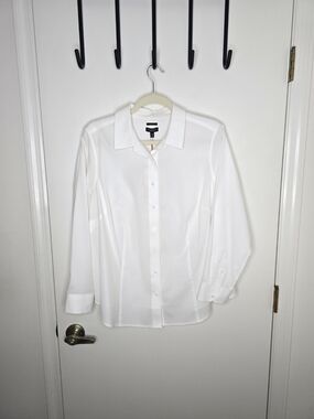 Talbots White Women's Non-Iron Button-Down Shirt 14P NWT
